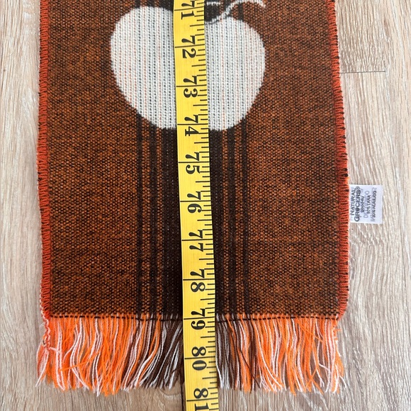 Natural Grocers Apple Logo Wool Scarf w/ Fringe Geometric Print Knit Scarf. - Picture 4 of 6